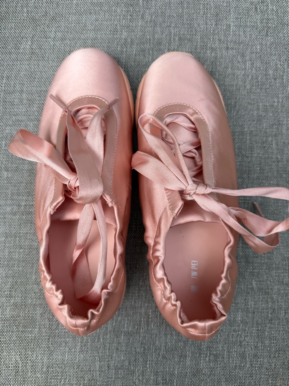 Pink Satin Ballet Sneaker Flats And JW Pei US 8.5